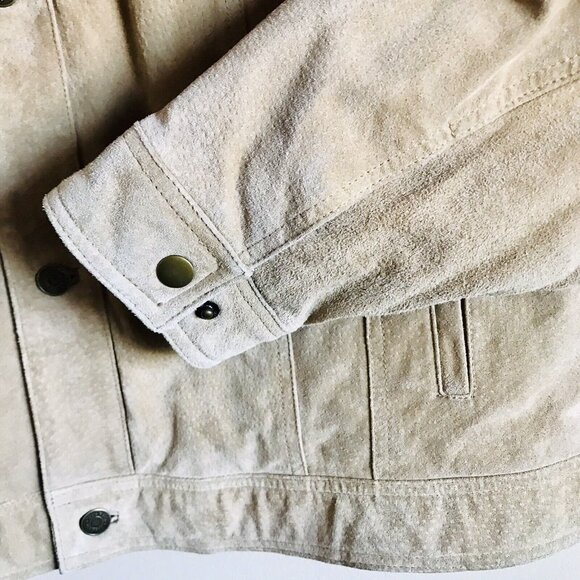 Club Room Mens XL Barn Field Chore Work Jacket Coat Tan Suede Leather Lined - Picture 4 of 11